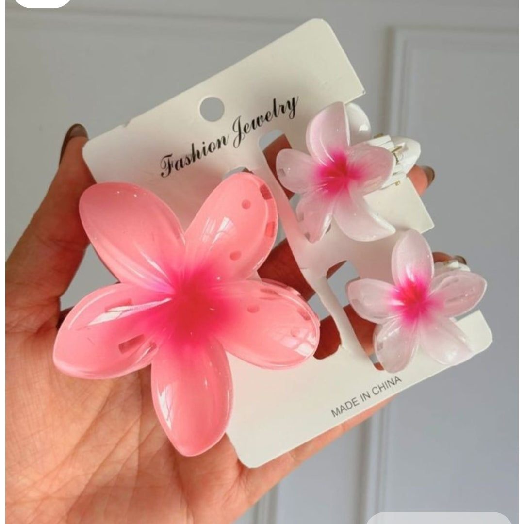 Plumeria Flower 3 Piece Combo Claw Hair Clip