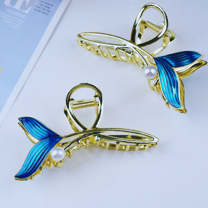 Blue Fish Pearl Marmaid Hair Claw Clip