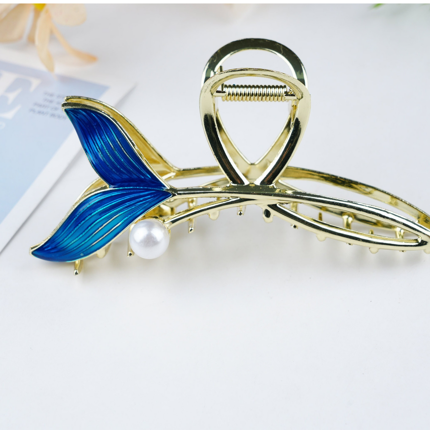 Blue Fish Pearl Marmaid Hair Claw Clip