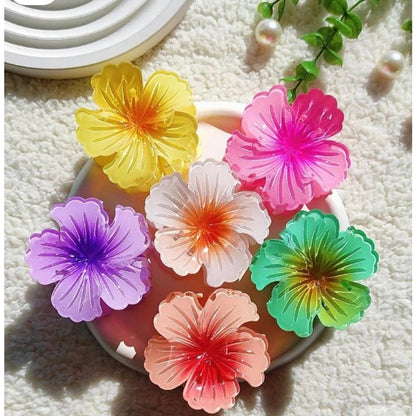 Glossy Hibiscus Flower Claw Clip
