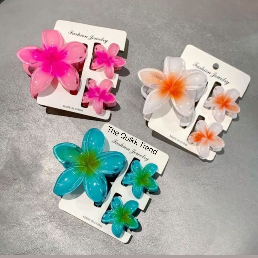 Plumeria Flower 3 Piece Combo Claw Hair Clip