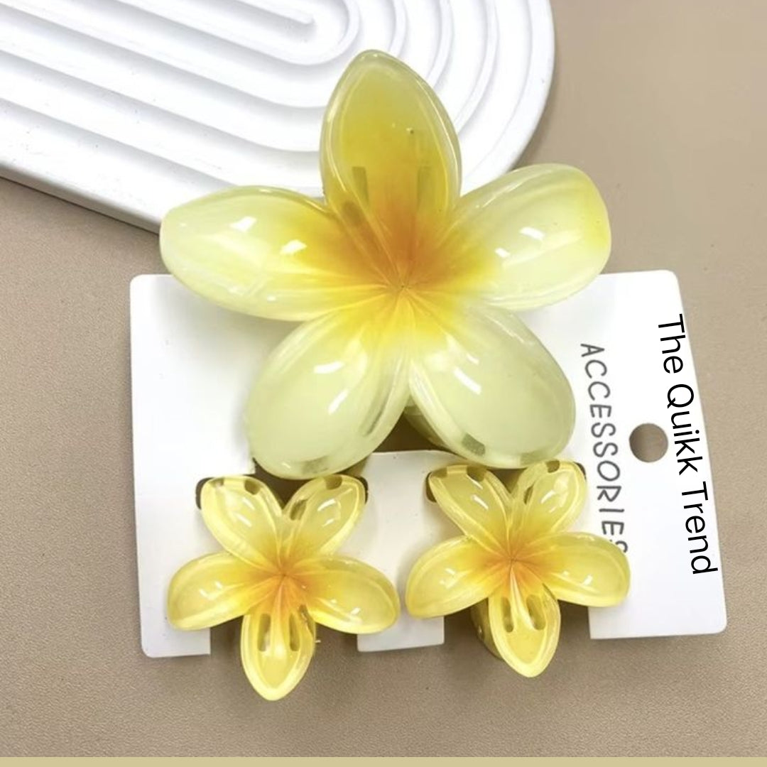 Plumeria Flower 3 Piece Combo Claw Hair Clip