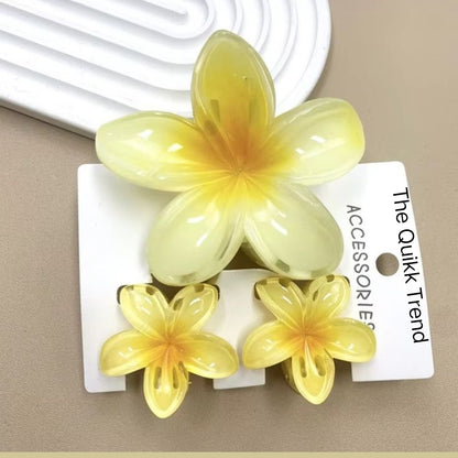 Plumeria Flower 3 Piece Combo Claw Hair Clip