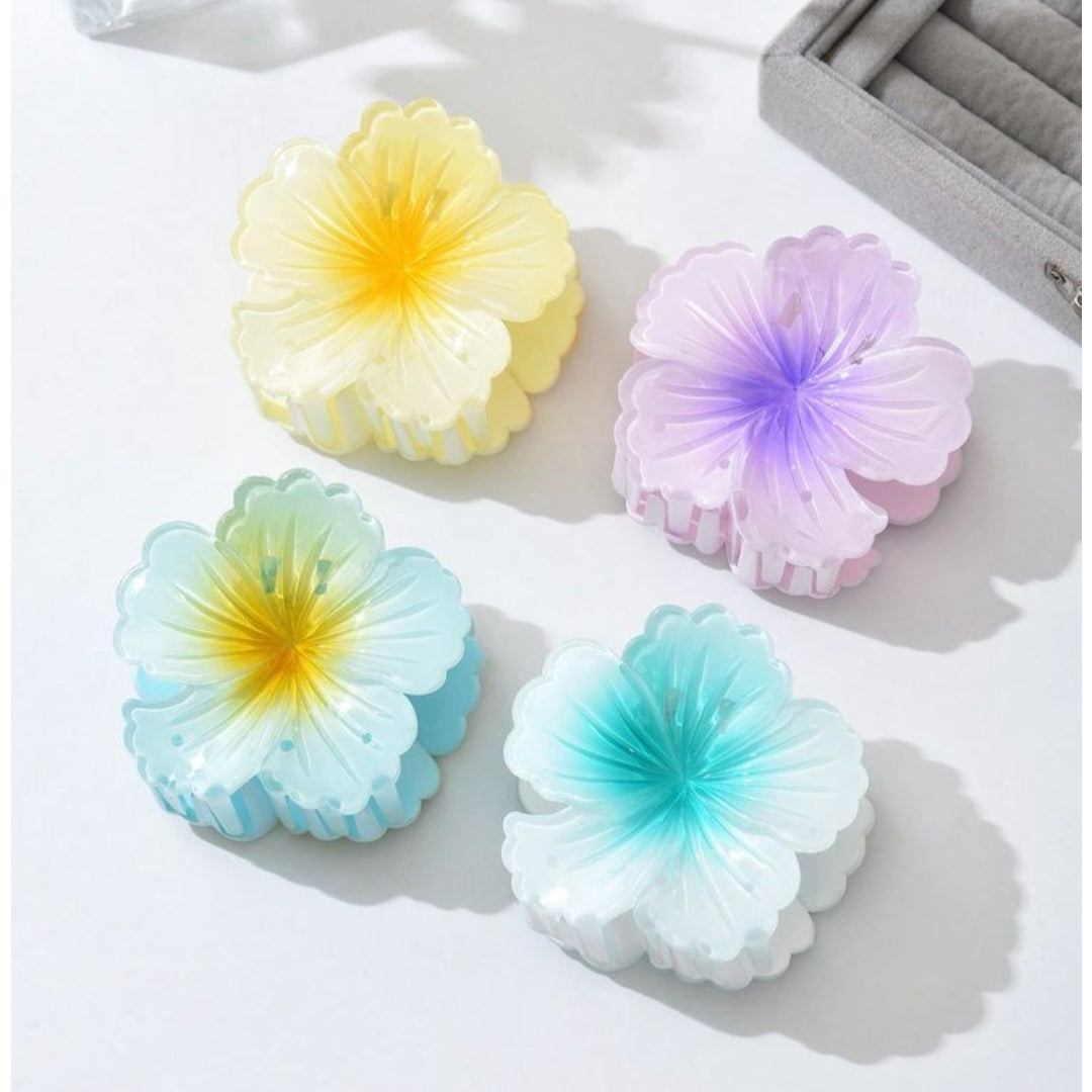 Glossy Hibiscus Flower Claw Clip