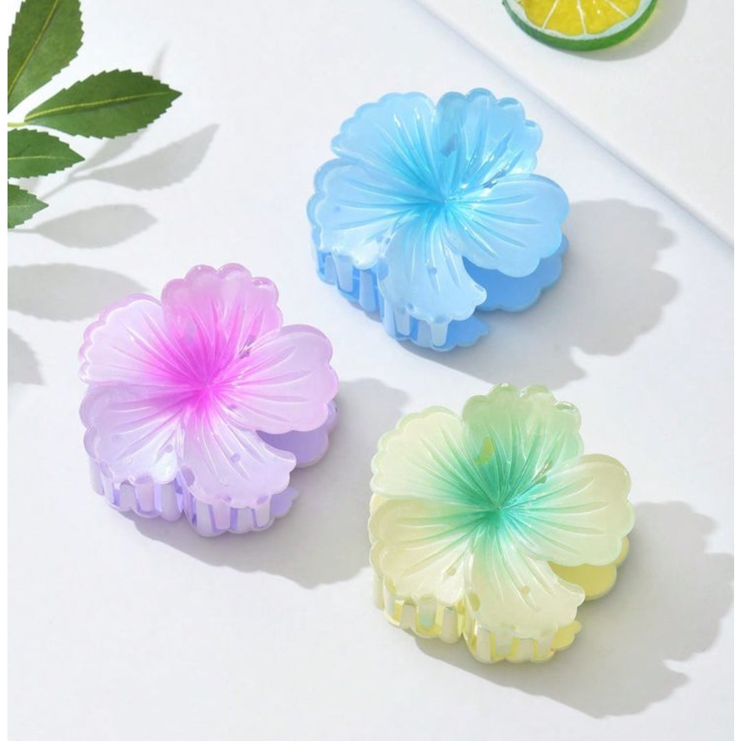 Glossy Hibiscus Flower Claw Clip
