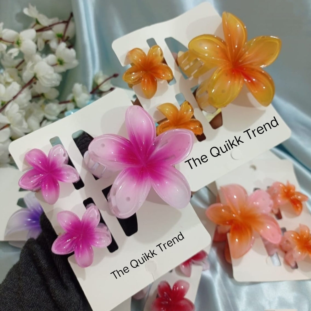 Plumeria Flower 3 Piece Combo Claw Hair Clip