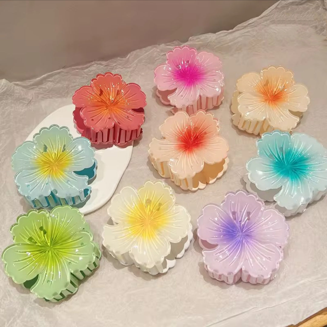 Glossy Hibiscus Flower Claw Clip