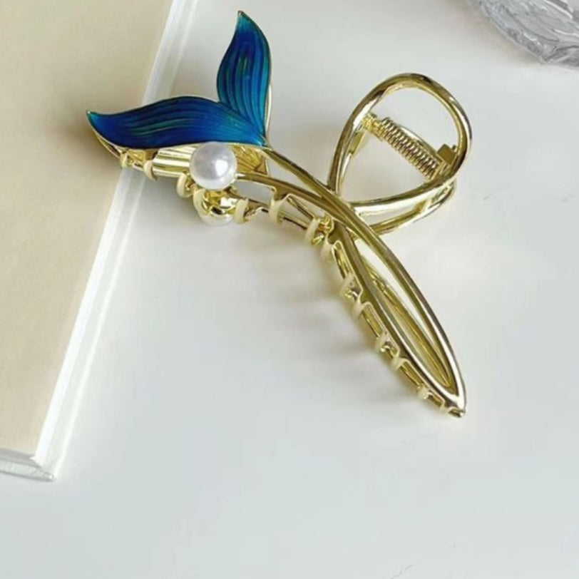 Blue Fish Pearl Marmaid Hair Claw Clip
