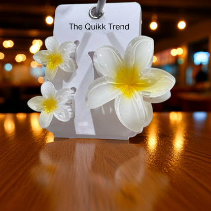 Plumeria Flower 3 Piece Combo Claw Hair Clip