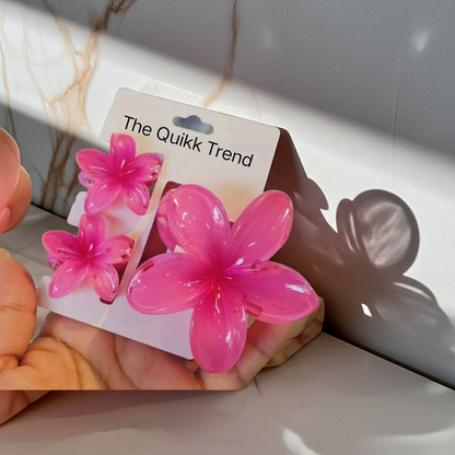 Plumeria Flower 3 Piece Combo Claw Hair Clip
