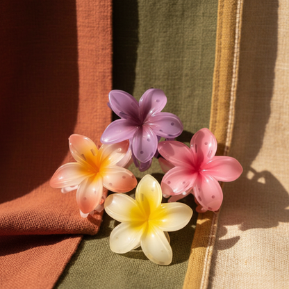 Plumeria Flower Glossy Hair Clutcher (Big Size)