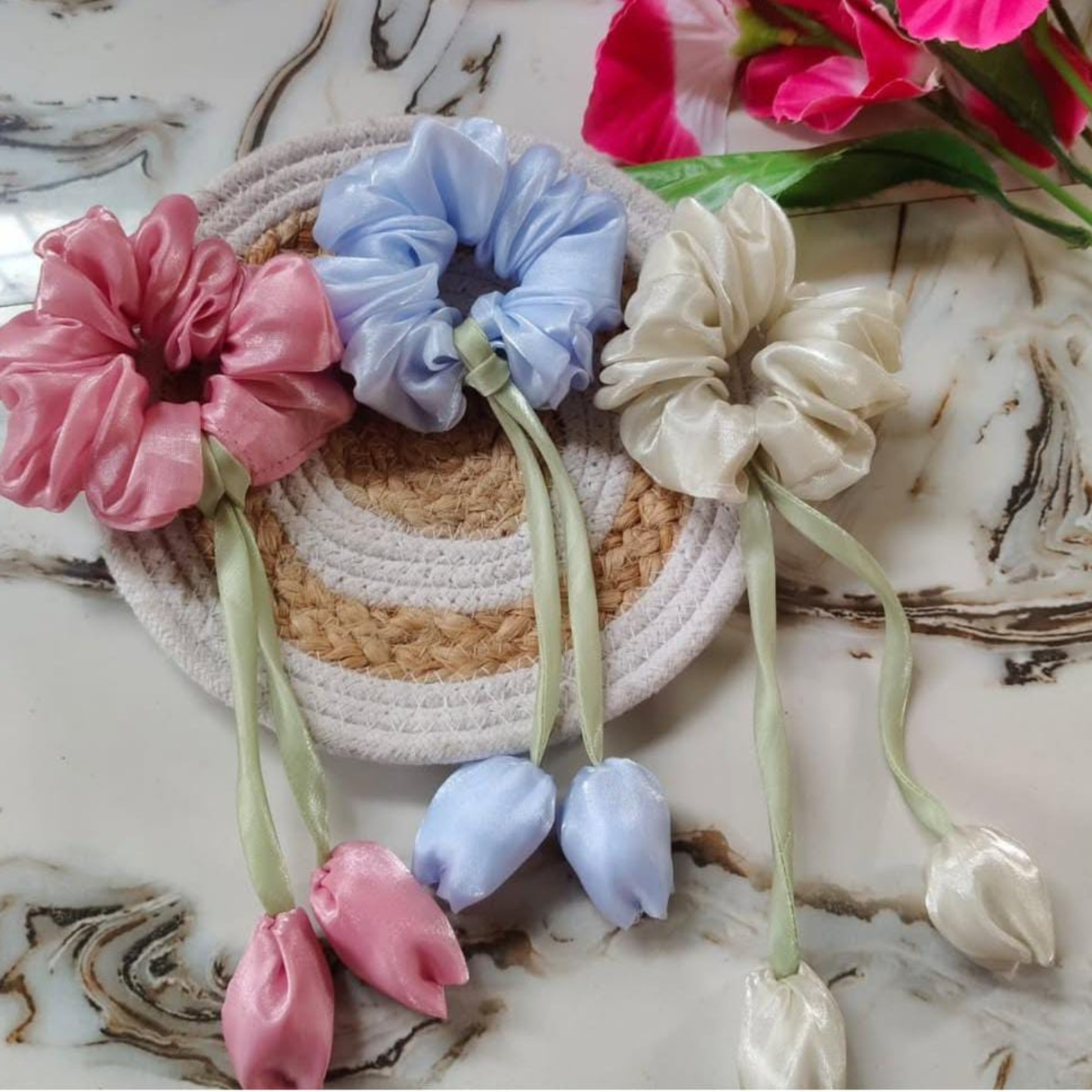 Satin Tulip Scrunchies