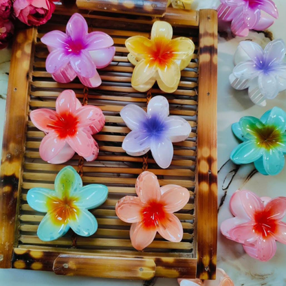 Plumeria Flower Glossy Hair Clutcher (Big Size)