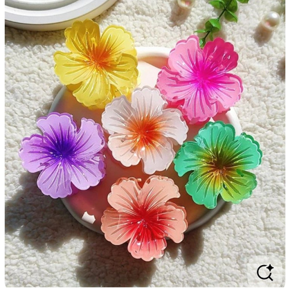 Glossy Hibiscus Flower Claw Clip